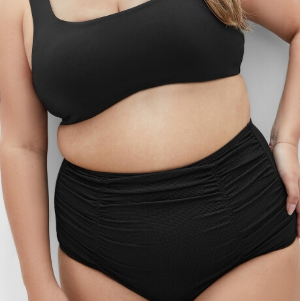 City Chic Ruched Hi-Waist Bikini Bottom XL/22